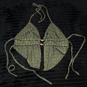 Olive Green Halter Bikini Top